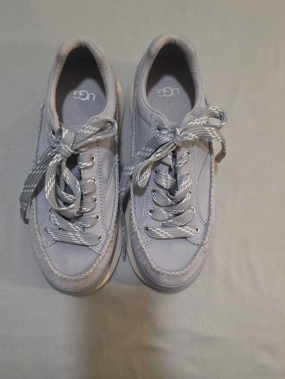 UGG Women's Light Gray Suede and Fabric Lace-Up Sneakers